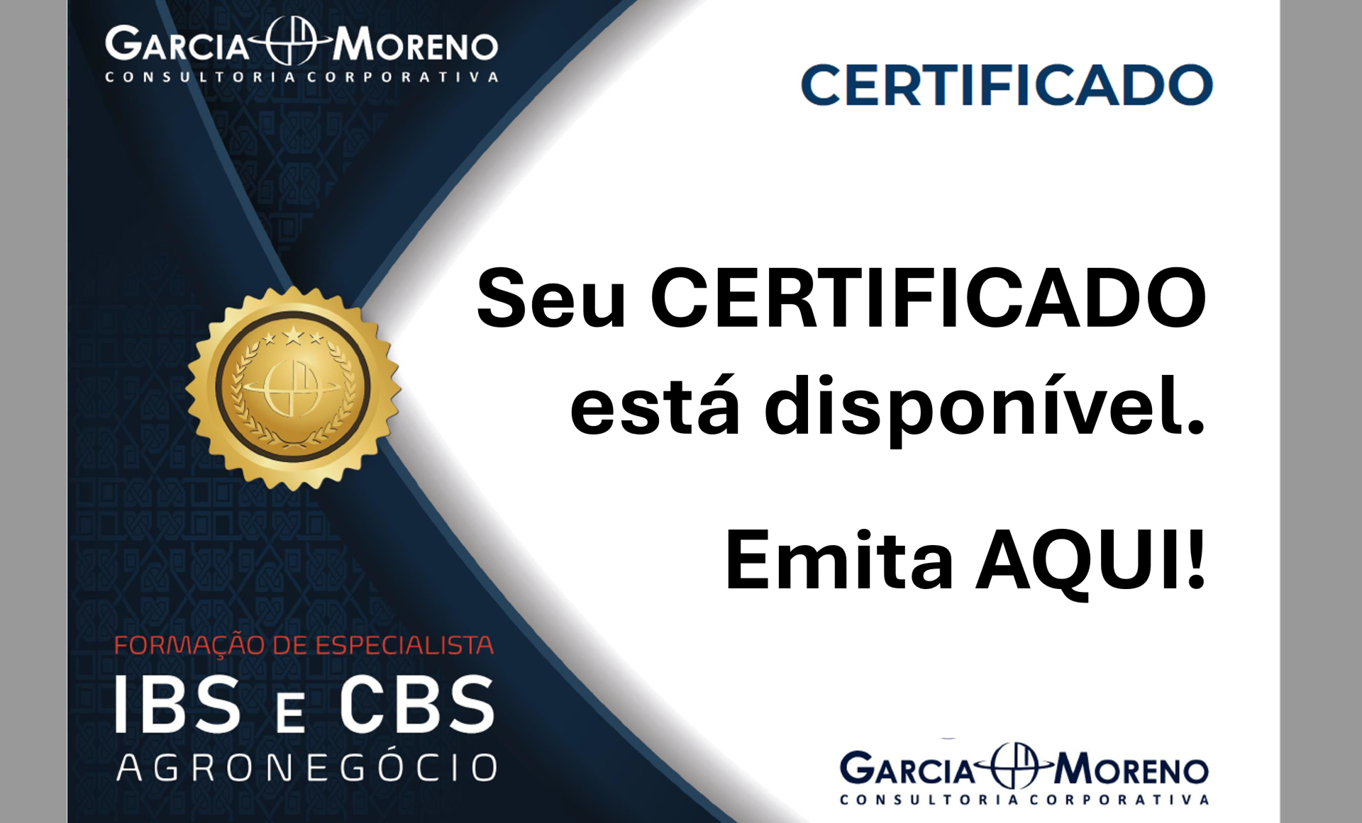 Emita seu CERTIFICADO do curso Especialista de IBS e CBS do Agro T1/2026